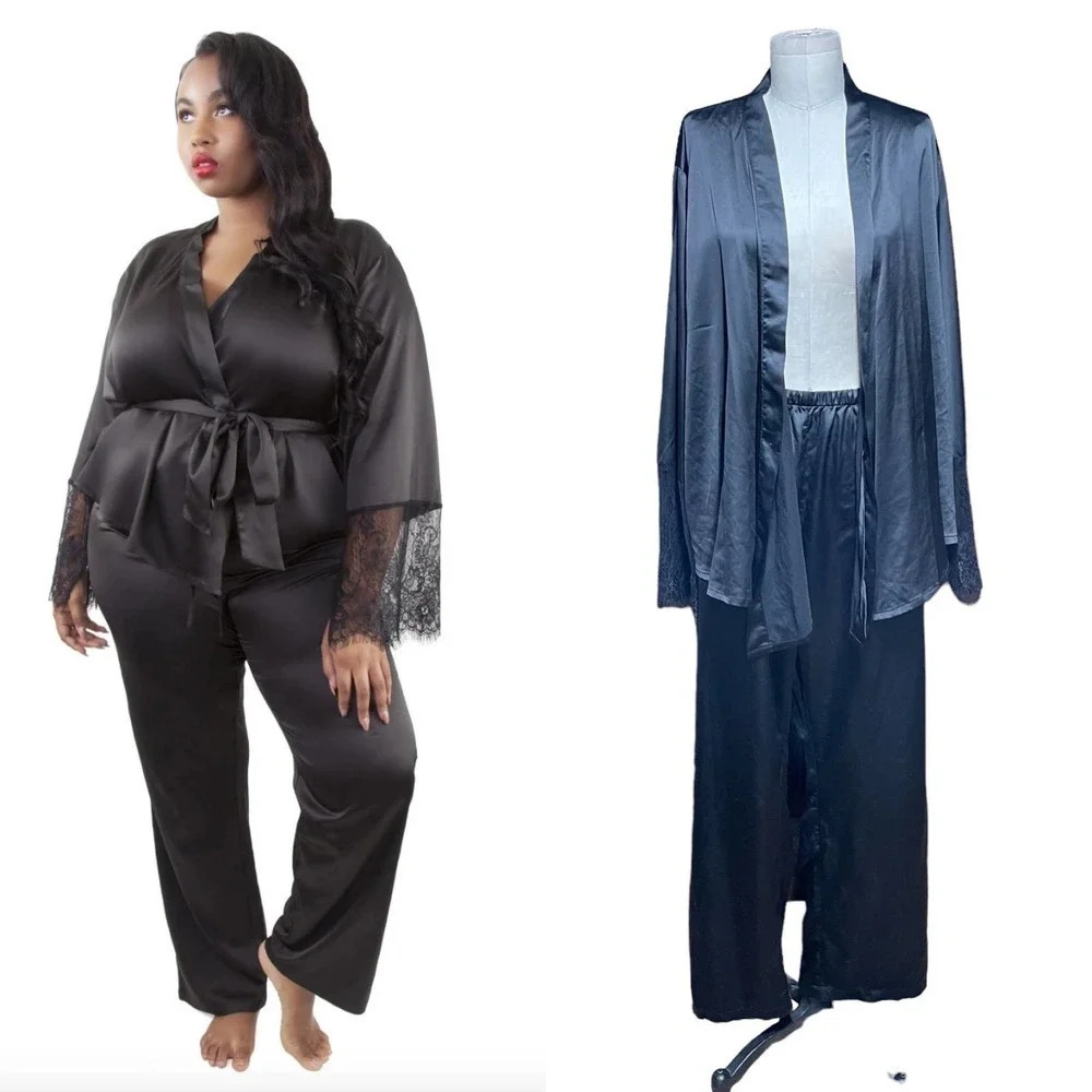 Gabi Fresh x Playful Promises Joanie Satin PJ Set Black Size US 18